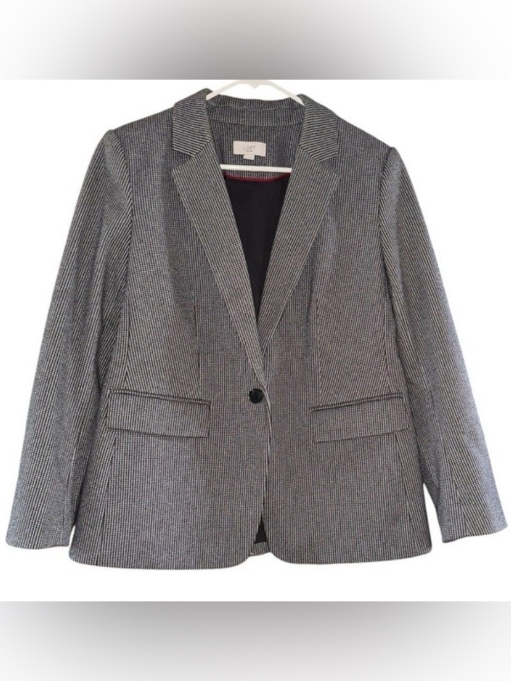 LOFT Petites Houndstooth Blazer with Elbow Patches – Size 12P‎